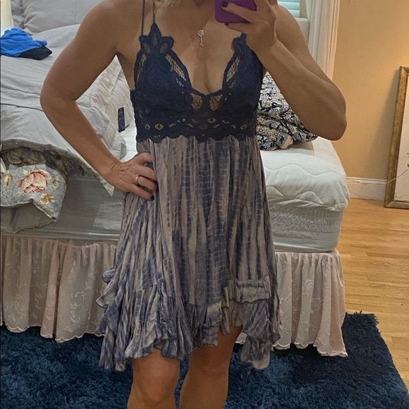 Adella NEW with tags Free People blue combo Strappy tie dye sundress small - Picture 8 of 14